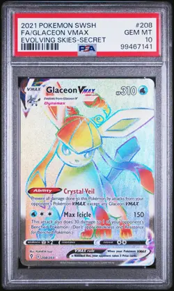 Glaceon VMAX - PSA 10 - 208/203 - Evolving Skies - Graded Pokemon Card - Image 1