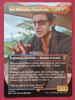 Magic The Gathering JURASSIC WORLD IAN MALCOLM CHAOTICIAN blue/red card MTG - Image 1