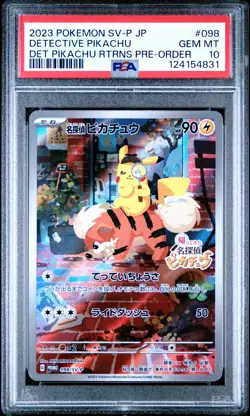 2023 POKEMON JPN SV-P PROMO #098 DETECTIVE PIKACHU PSA 10 - Image 1