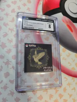 Amazing! Pidgeot 24k Gold Plated Pokemon Candy Sticker CGC 8 - Image 1