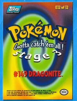 2000 Topps Pokemon TV Animation Edition Evolution Dragonite E12 Blue Logo NM-MT - Image 2