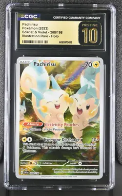 2023 Pokemon Pachirisu 208/198 Illustration Rare Holo CGC 10 Pristine Graded - Image 1