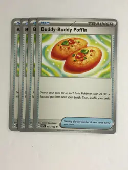 Pokemon TCG Temporal Forces 4x Playset Buddy Buddy Poffin 144/162 Near Mint - Image 1