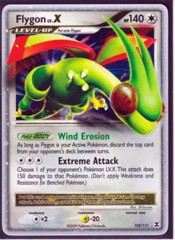 2009 POKEMON FLYGON Lv X 105/111 -RISING RIVALS - ULTRA RARE HOLO -NM/LP - Image 1