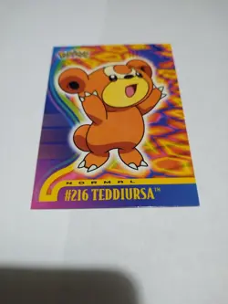 Mint/Nm Glossy Rare 2001 Topps Pokemon - Johto Teddiursa #216 Cute Blue Logo - Image 1