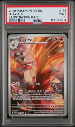 2025 POKEMON DRI EN-DESTINED RIVALS ILLUSTRATION RARE #192 BLAZIKEN PSA 9 - Image 1