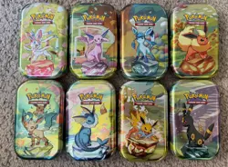 Pokemon Prismatic Evolutions Opened Mini Tins Empty No Packs, Set Of 8 - Image 1