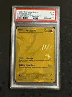 Pokemon Legendary Treasures Gold Reshiram 114 Full Art Secret Rare PSA graded 7 - Image 1