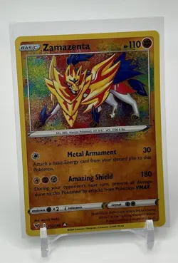 Zamazenta 102/185 Vivid Voltage Amazing Rare Holo Pokemon TCG Card NM - Image 1