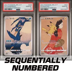 PSA 10 Pikachu 227/S-P Cramorant 226/S-P Sequential Set Stamp Box Pokemon Card - Image 1