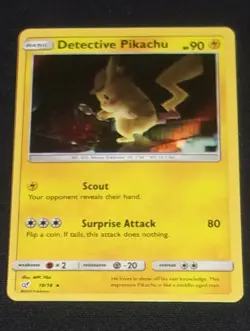 Detective Pikachu Pokemon Card - Detective Pikachu 10/18 - Holo Rare - Image 1