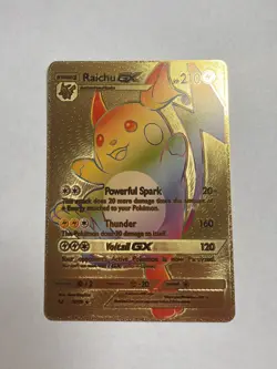 Gold Foil Raichu GX Rainbow Fan Art Display gx Card NM - Image 1