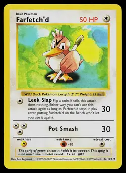 Pokemon Card - Farfetch'd Base Set (Shadowless) 27/102 Uncommon - Image 1