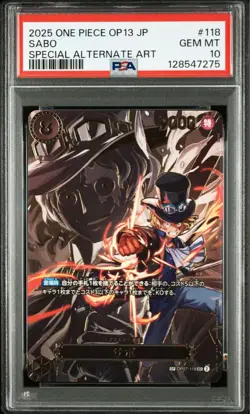 PSA 10 Sabo SEC SP OP07-118 2025 ONE PIECE Card Japanese - Image 1