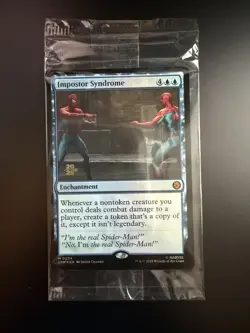 MTG Marvel Spider-Man English Impostor Syndrome 34 Foil Prerelease Stamp Sealed - Image 1