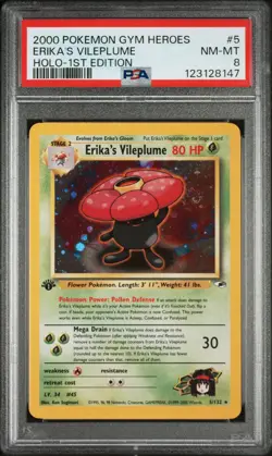 2000 POKEMON GYM HEROES HOLO-1ST ED #5 ERIKA'S VILEPLUME PSA 8 - Image 1