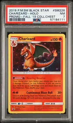 2019 POKEMON SM BLACK STAR PROMO FALL 2019 COLLECTOR CHEST CHARIZARD-HOLO PSA 7 - Image 1