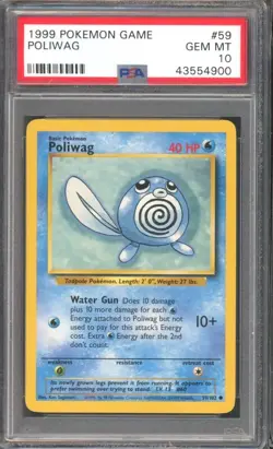 POLIWAG #59 PSA 10 1999 POKEMON Base Set Unlimited WOTC - Image 1