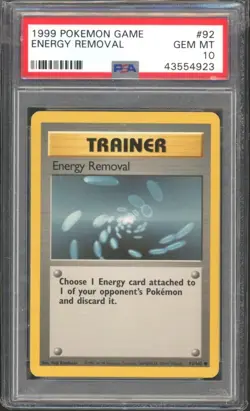 ENERGY REMOVAL #92 PSA 10 1999 POKEMON Base Set Unlimited WOTC - Image 1