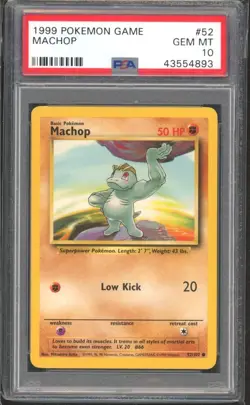 MACHOP #52 PSA 10 1999 POKEMON Base Set Unlimited WOTC - Image 1