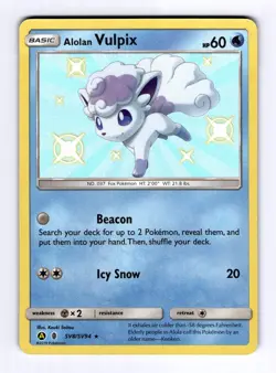 Alolan Vulpix Hidden Fates: Shiny Vault #SV8 (2017) Holo NM Pokemon - Image 1