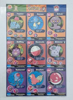 Vintage 1999 Pokemon Movie Poketrivia Burger King Uncut Sheets Complete Set 1-20 - Image 3