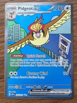 Pokemon TCG SV-Obsidian Flames Pidgeot EX #225/197 Special Illustration Rare NM - Image 1