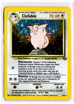 1999 TCG Pokemon #1 Clefable 1/64 Holo Base Set - Image 1