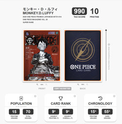 [PRISTINE990] TAG 10 One Piece Card Japanese Promo 014 Luffy Magazine Vol.20 USA - Image 3
