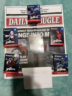 Magic NYCC Spider Man Welcome Decks FULL SET (5) And Promo (1) News paper (1) - Image 1
