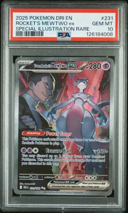 2025 POKEMON DRI EN-DESTINED RIVALS #231 TEAM ROCKET'S MEWTWO EX PSA 10 - Image 1