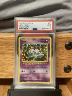 Pokemon XY Evolutions 2016 Holo Rare Mew Card 53/108 PSA 9 Mint - Image 1