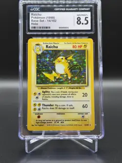 CGC 8.5 Raichu 1999 Base Set 14/102 Holo Pokemon Card - Image 1
