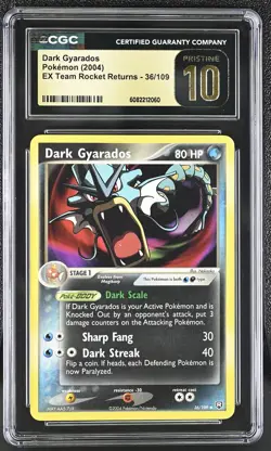 CGC 10 PRISTINE Dark Gyarados 2004 EX Team Rocket Returns 36/109 Pokemon Card - Image 1