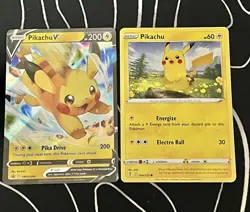 Pokemon TCG Pikachu v SWSH285 Sword & Shield Promo Card Bundle Pikachu 049/203 - Image 1