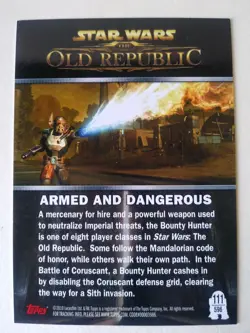 2010 TOPPS STAR WARS THE OLD REPUBLIC "ARMED AND DANGEROUS" #111 CARD *NEW* - Image 2