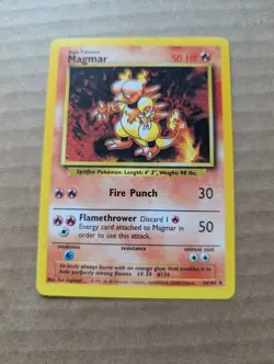 Pokemon Card TCG Magmar Base Set 36/102 Regular Unlimited Uncommon - Image 1