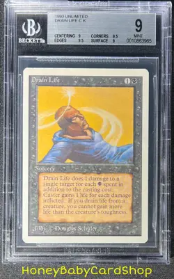 MTG Unlimited Edition 1993 Drain Life BGS 9.0Q++ (Quad++) MINT Old School 93/94 - Image 1