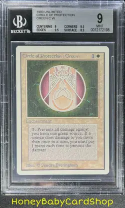 MTG Unlimited Edition 1993 Circle of Protection: Green BGS 9.0 MINT 93/94 - Image 1