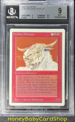 MTG Unlimited Edition 1993 Hurloon Minotaur BGS 9.0Q++ (Quad++) MINT 93/94 - Image 1