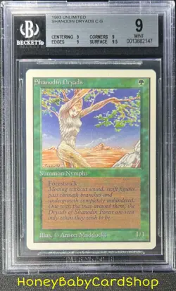 MTG Unlimited Edition 1993 Shanodin Dryads BGS 9.0Q+ (Quad+) MINT 93/94 - Image 1