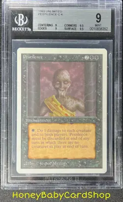 MTG Unlimited Edition 1993 Pestilence BGS 9.0Q++ (Quad++) MINT Old School 93/94 - Image 1