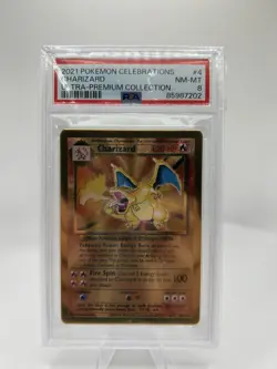 Pokemon Charizard Celebrations Ultra-Premium Gold Metal Promo #4 PSA 8 - Image 1