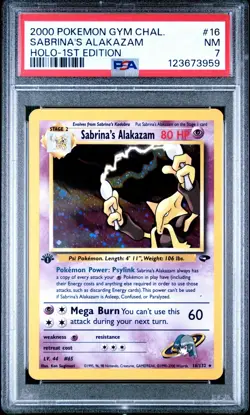 Pokemon TCG Sabrina's Alakazam 16/132 Gym Challenge Holo 1st Edition PSA 7 - Image 1