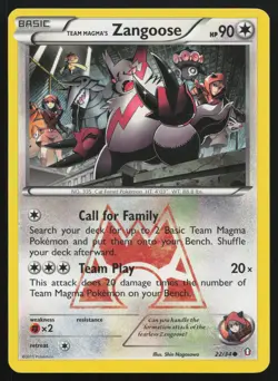 Pokemon Team Magma's Zangoose 22/34 Double Crisis Non-Holo (LP - HP) - Image 1