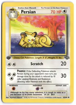 Pokemon 1st Edition Persian Uncommon Jungle 42/64 NM - Image 1