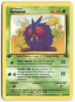 Pokemon 1st Edition Venonat Common Jungle 63/64 LP - Image 1