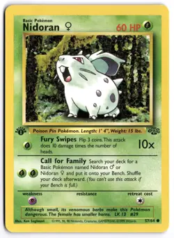 Pokemon 1st Edition Nidoran F Common Jungle 57/64 NM - Image 1