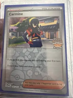 Pokemon TCG Regional Promo Carmine Staff Stamped 145/167 Twilight Masquerade Lp - Image 1