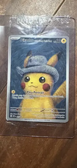 Pokemon Pikachu with Grey Felt Hat SVP 085 Van Gogh Promo Card - Sealed - Image 1